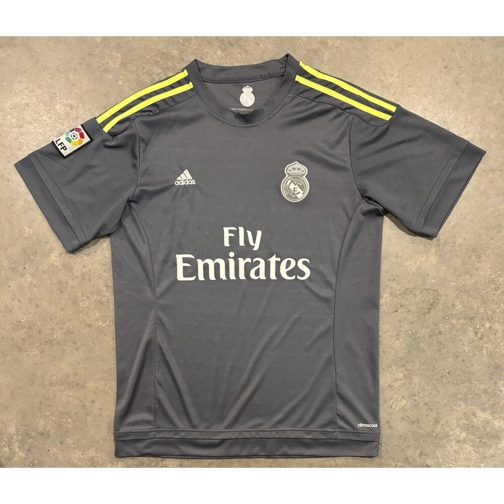 Real Madrid 2015/2016 Jersey Away Mens 2XL (XL Slim) Medium Grey Green